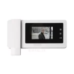 مانیتور آیفون تصویری آلدو V424 سفید 78 مانیتور V424 یک صفحه نمایش 4.3 اینچی که اطراف آن یک کادر مشکی رنگ است را دارد و در کنار صفحه نمایش کلید های لمسی مانیتور قرار دارد