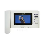 مانیتور آیفون تصویری الکتروپیک 797-Eco سفید (بدون حافظه) 1 صفحه نمایش 4.3 اینچی که اطراف آن کادر مشکی رنگ وجود دارد و در کنار کادر هندست و دکمه های مانیتور قرار دارد