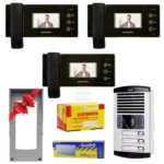 Package 3Units Electropek Video DoorPhone 1096 Black