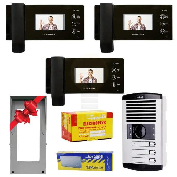 پکیج 3 واحدی آیفون تصویری الکتروپیک 1096 مشکی
