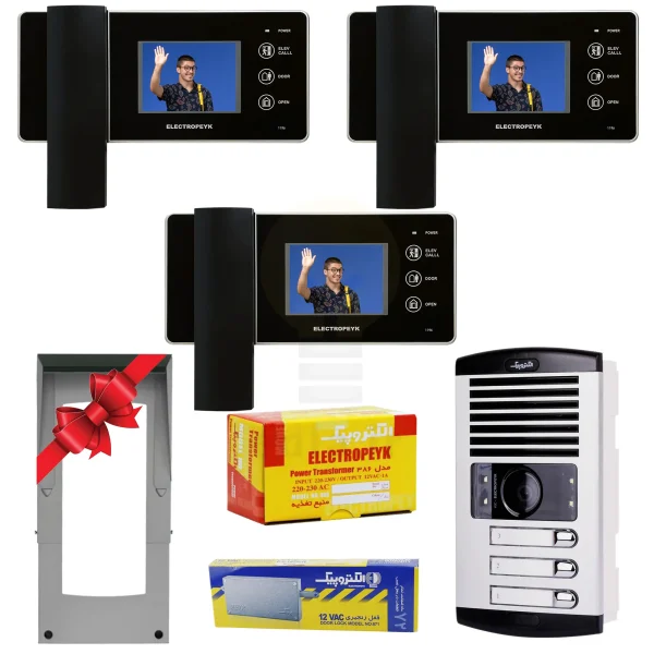 پکیج 3 واحدی آیفون تصویری الکتروپیک 1196 مشکی