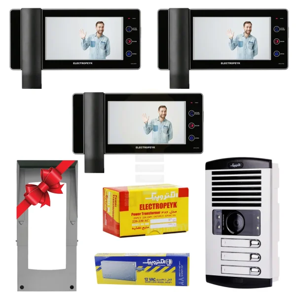 پکیج 3 واحدی آیفون تصویری الکتروپیک 1294-Eco مشکی (بدون حافظه)