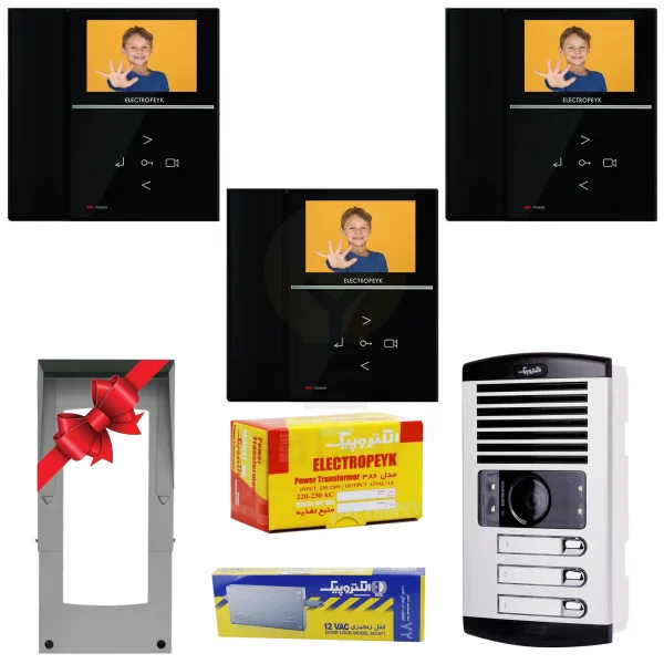 پکیج 3 واحدی آیفون تصویری الکتروپیک 592 مشکی