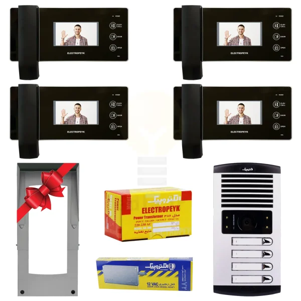 پکیج 4 واحدی آیفون تصویری الکتروپیک 1096 مشکی
