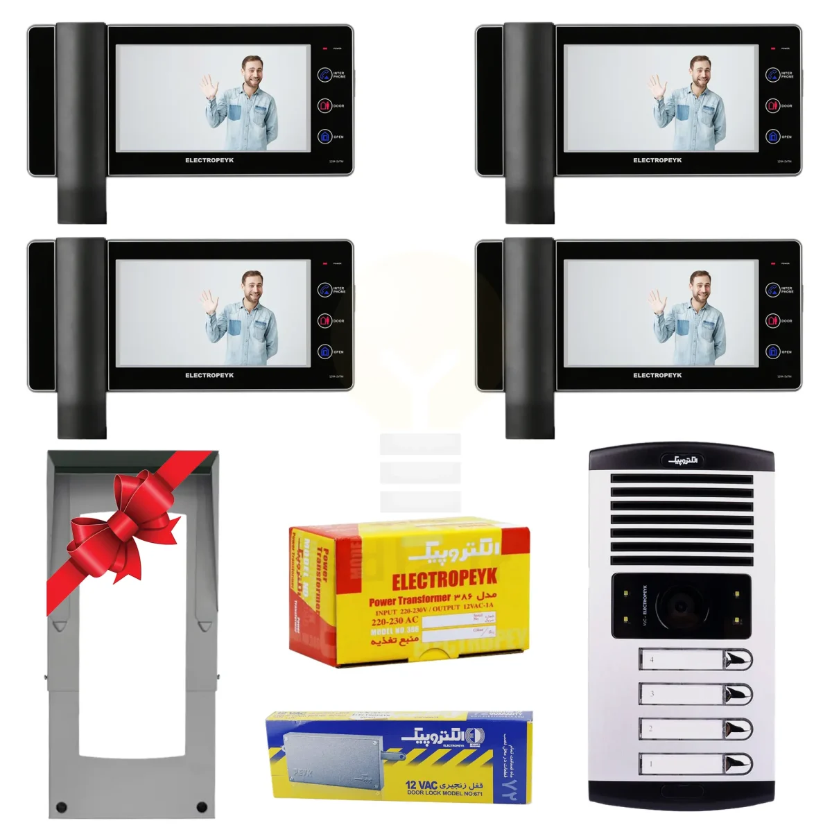 Package 4Units Electropek Video DoorPhone 1294 Black