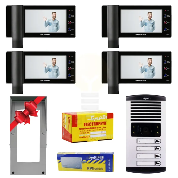 پکیج 4 واحدی آیفون تصویری الکتروپیک 1294-Eco مشکی (بدون حافظه)
