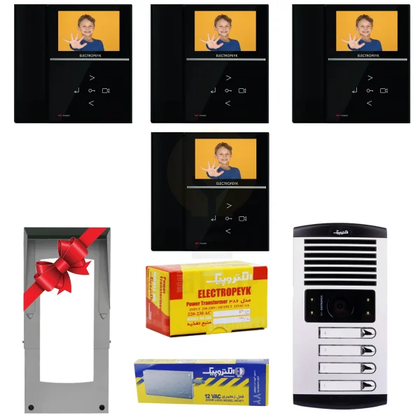 پکیج 4 واحدی آیفون تصویری الکتروپیک 592 مشکی