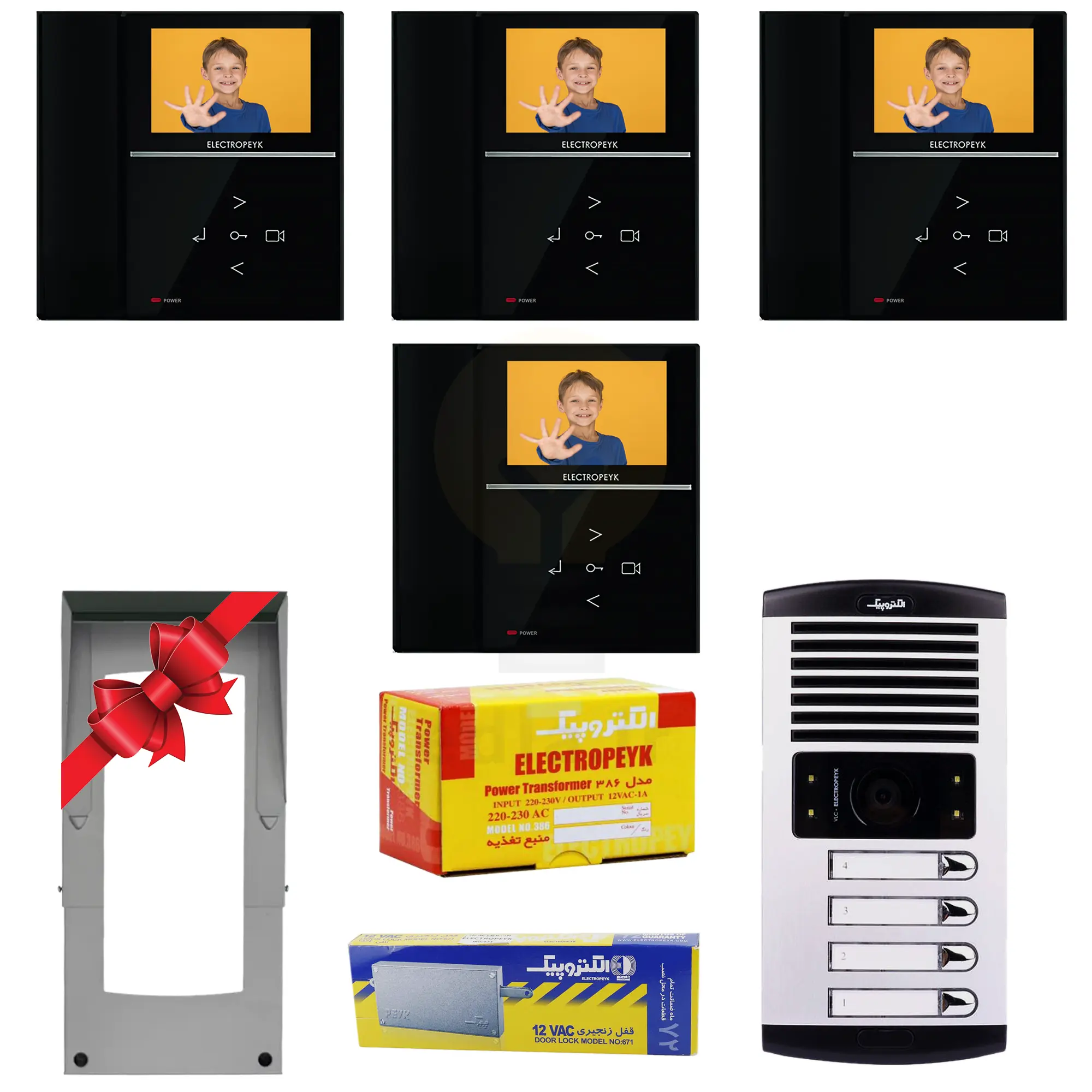 پکیج 4 واحدی آیفون تصویری الکتروپیک 592 مشکی
