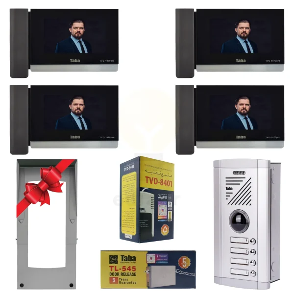پکیج چهار واحدی آیفون تصویری تابا TVD-1070Pro