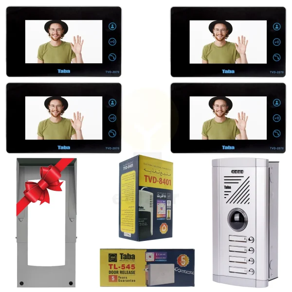 پکیج چهار واحدی آیفون تصویری تابا TVD-2070