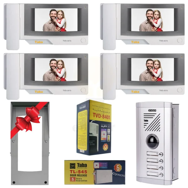 پکیج چهار واحدی آیفون تصویری تابا TVD-3070